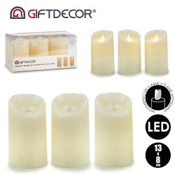 SET 3 VELAS LED LLAMA OSCILANTE CREMA