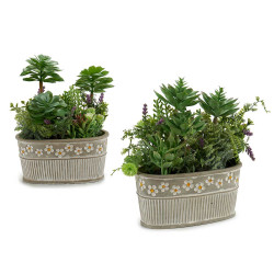 POT DE FLEURS PIERRE OVALE PLANTES ASSOR
