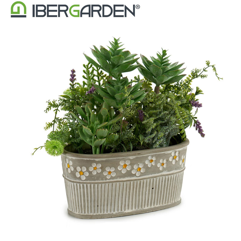 POT DE FLEURS PIERRE OVALE PLANTES ASSOR
