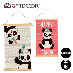 TABLEAU PARCHEMIN PANDA ASSORT2 33X54CM