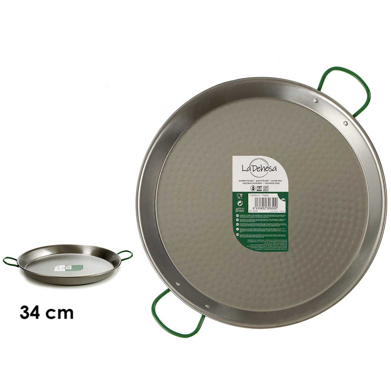 POLISHED PAELLA PAN 34 CM 6 PORTIONS