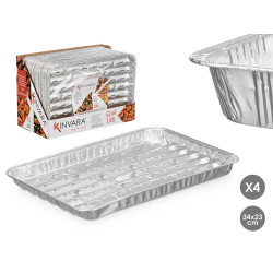 SET 4 VASSOI ALLUMINIO RET GRILL TRAFORATO 34X23CM