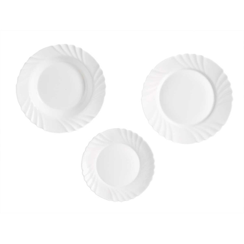 SET DINNERWARE OPAL EMBOSSED 18 PIECES 