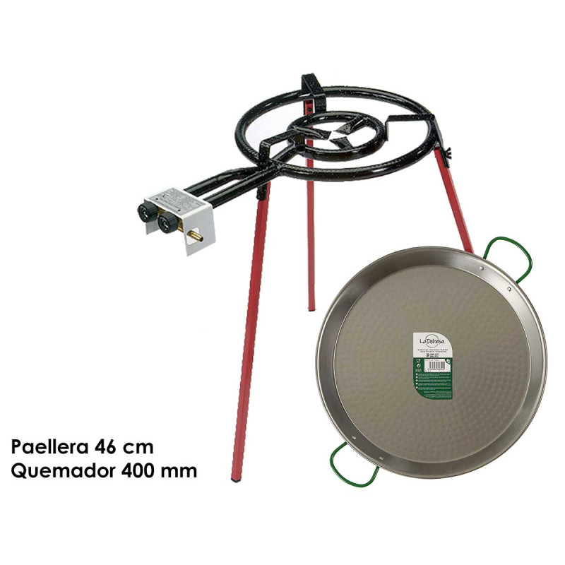 SET POELE A PAELLA POLIE 46CM BRULEUR 40