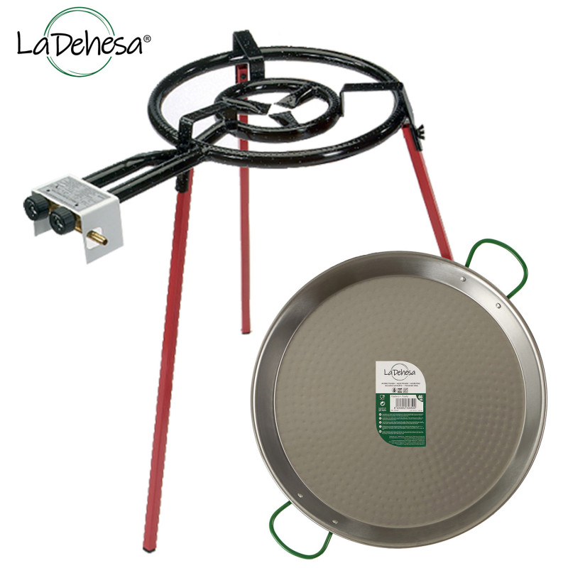 SET POELE A PAELLA POLIE 46CM BRULEUR 40