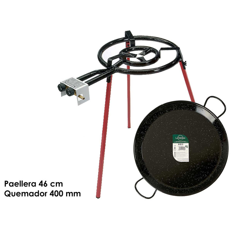 SET PAELLERA SMALTATA 46CM BRUCIATORE 40