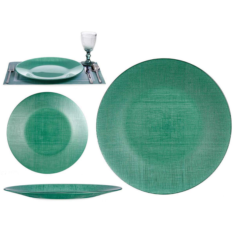 ASSIETTE VERRE 32CM VERT MENTHE