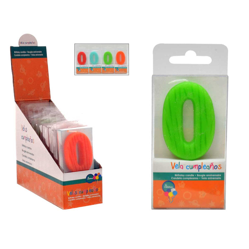 VELA CUMPLEAÑOS PVC BOX 0 SURT 4 COL