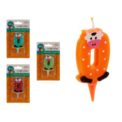 BOUGIE ANNIVERSAIRE ANIMAUX 0 4 COLORIS