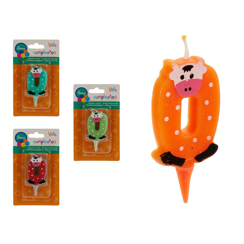 BOUGIE ANNIVERSAIRE ANIMAUX 0 4 COLORIS