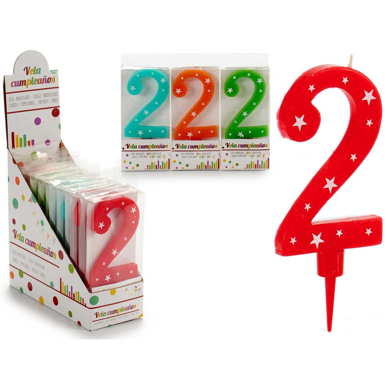 VELA CUMPLEAÑOS NUMEROS GR 2 SURT 4 COL