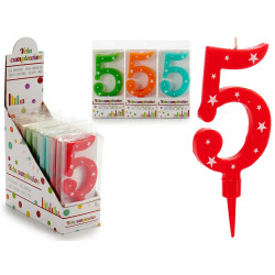 VELA CUMPLEAÑOS NUMEROS GR 5 SURT 4 COL