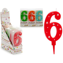 VELA CUMPLEAÑOS NUMEROS GR 6 SURT 4 COL