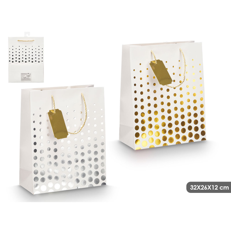 BUSTA MANICO PUNTI ORO ARGENTO 32X26X12CM