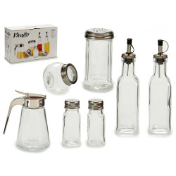 SET 7 BOTES CRISTAL CONDIMENTOS COCINA