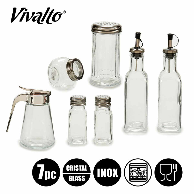 CONJ 7 PEÃAS VIDRO CONDIMENTOS COZINHA