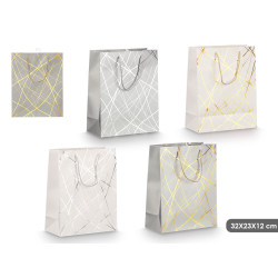 BUSTA MANICO RIGHE ORO ARGENTO 32X26X12CM