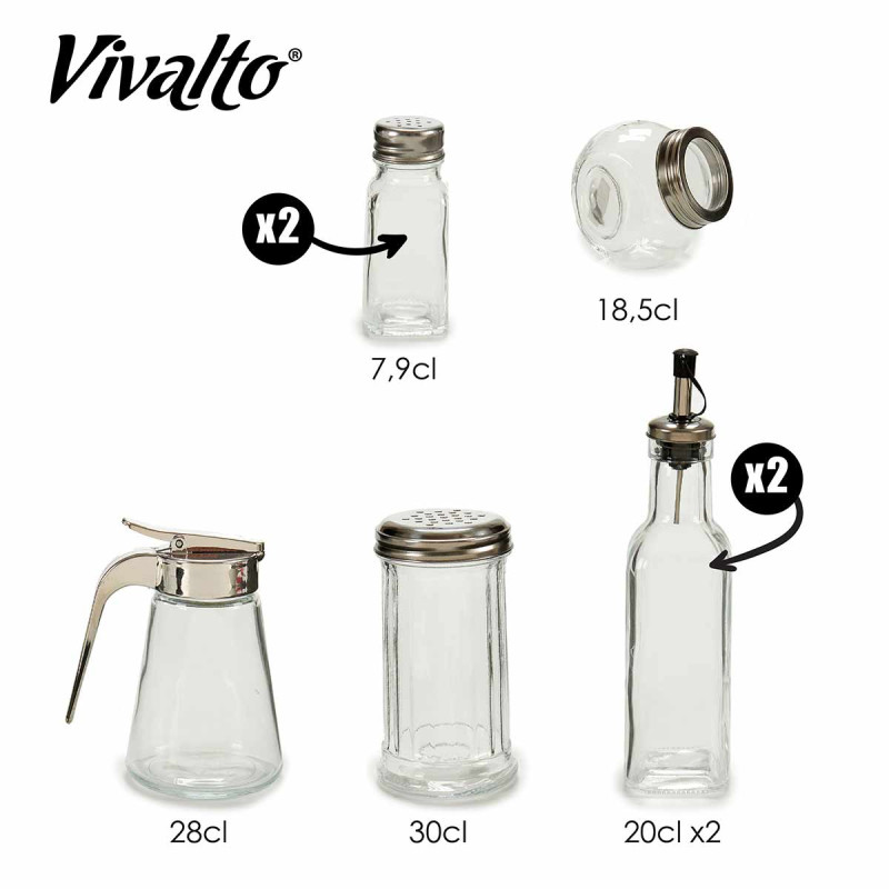 CONJ 7 PEÃAS VIDRO CONDIMENTOS COZINHA