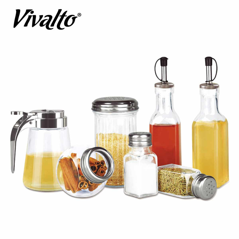 CONJ 7 PEÃAS VIDRO CONDIMENTOS COZINHA