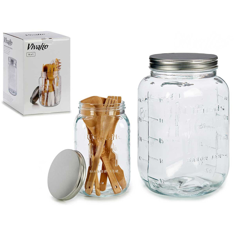 POT A COUVERTS VERRE COUVERCLE ACIER 5L