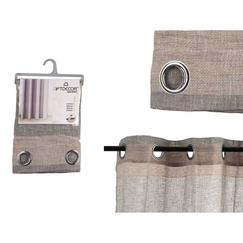 CORTINA 140X260CM 8 ANILLAS GRIS BEIGE