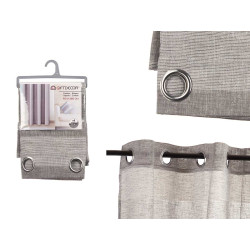 GREY WHITE CURTAIN 140X260CM 8 RINGS