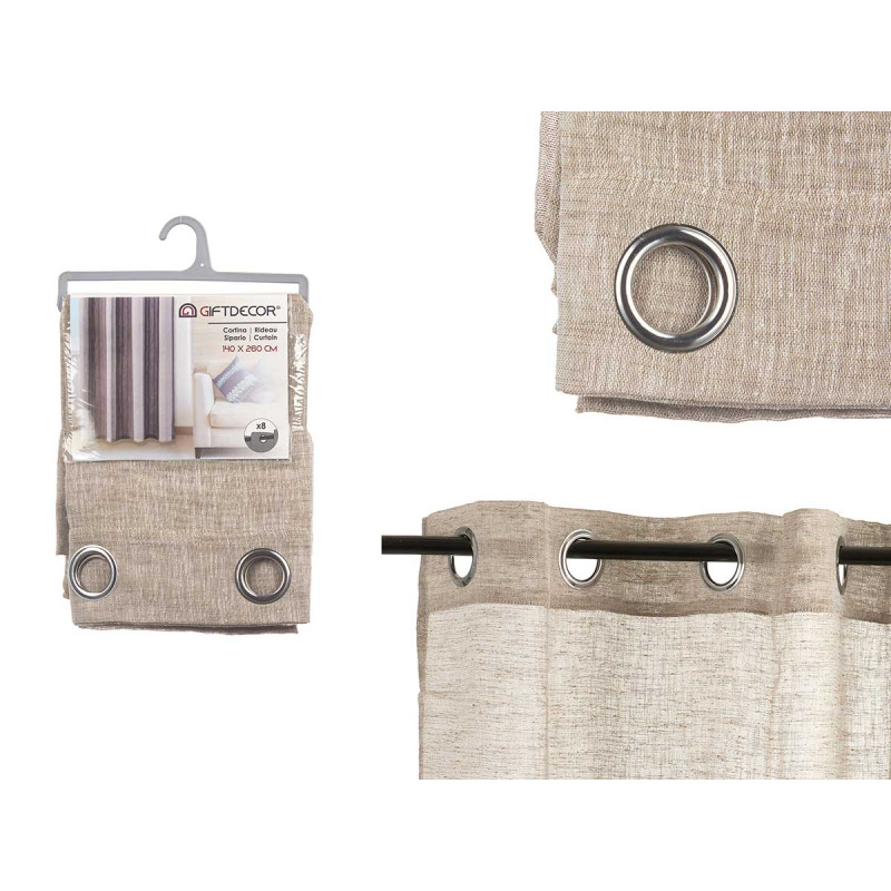 BEIGE CURTAIN 140X260CM 8 RINGS