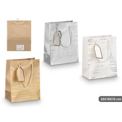 BUSTA MANICO LINEE  ASS 3 COL METALLICI 23X18X10CM