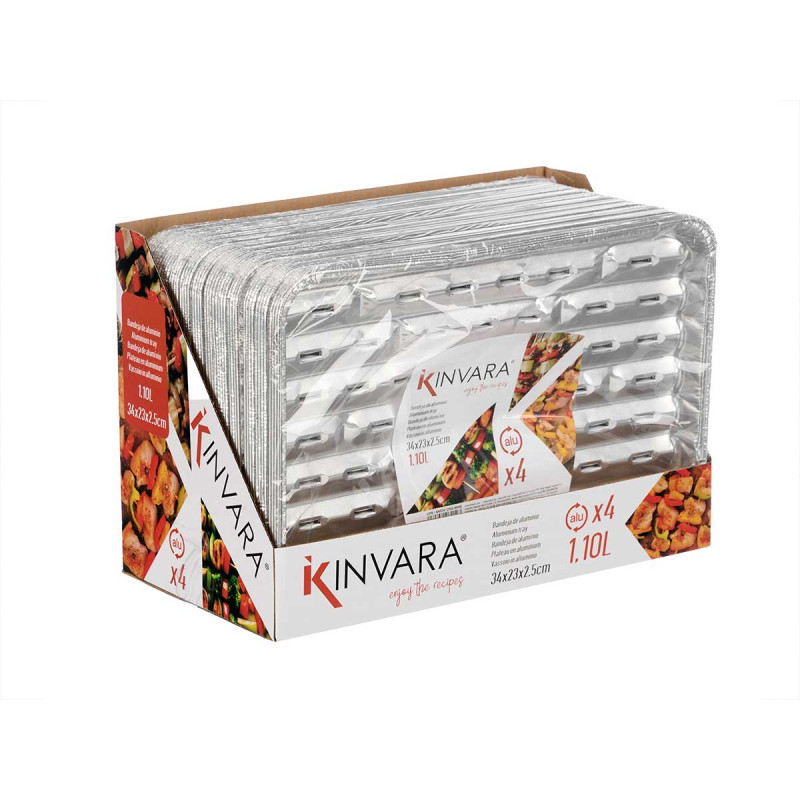SET 4 VASSOI ALLUMINIO RET GRILL TRAFORATO 34X23CM