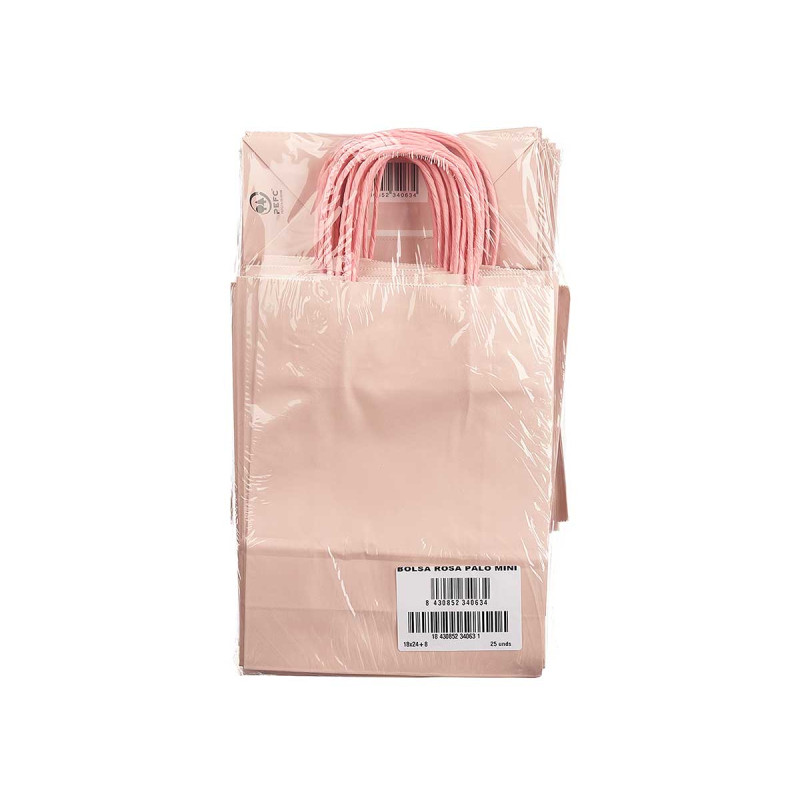 SAC EN PAPIER ROSE PALE MINI 18X24CM