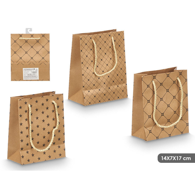 SACO PRESENTE KRAFT SORT 3 ESTAMPADOS 14X7X17CM