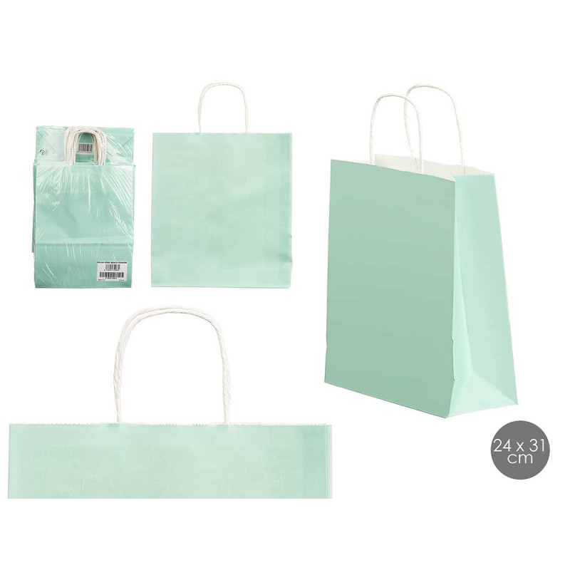 SAC EN PAPIER VERT MENTHE PETIT 24X31CM