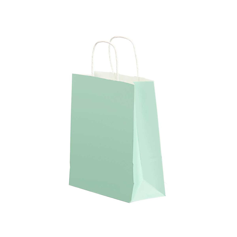 SAC EN PAPIER VERT MENTHE PETIT 24X31CM