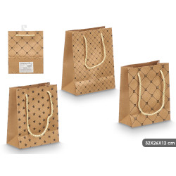 SACO PRESENTE KRAFT SORT 3 ESTAMPADOS 32X26X12CM