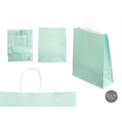 SAC EN PAPIER VERT MENTHE MOYEN 32X41CM