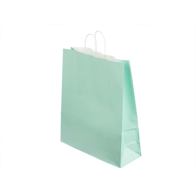 SAC EN PAPIER VERT MENTHE MOYEN 32X41CM