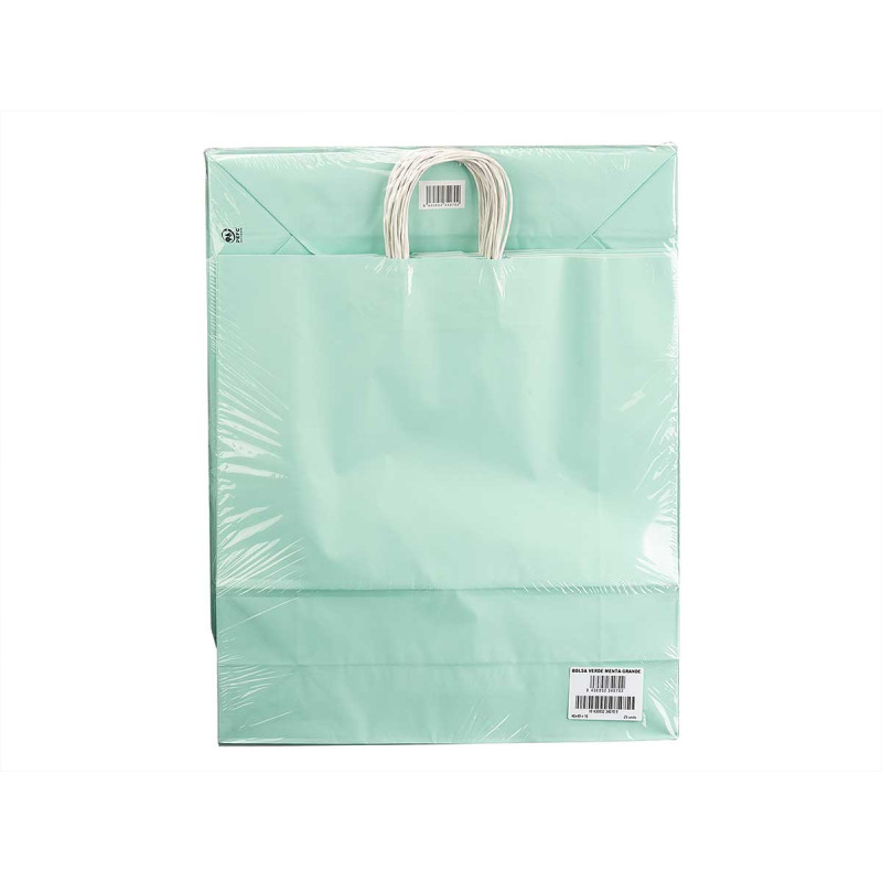 SAC EN PAPIER VERT MENTHE MOYEN 32X41CM