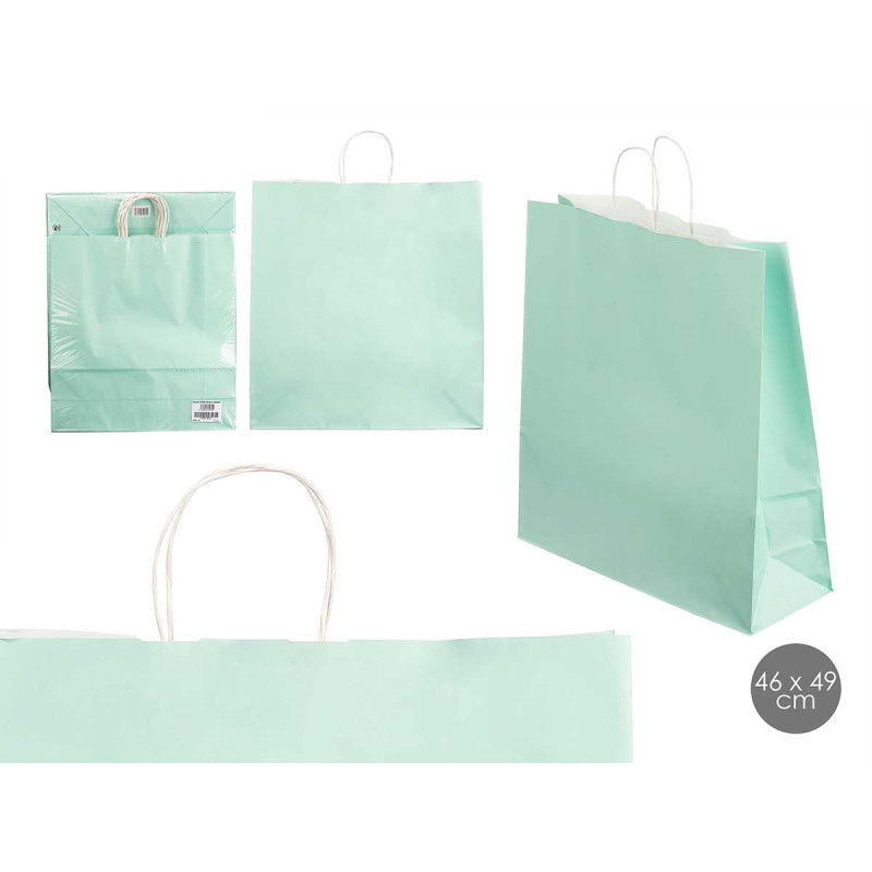 SAC EN PAPIER VERT MENTHE GRAND 46X49CM