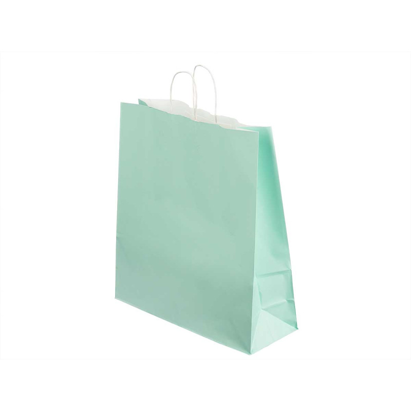 SAC EN PAPIER VERT MENTHE GRAND 46X49CM