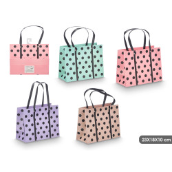 SACO PRESENTE CIRCULOS SORT 3 COR 23X18X10CM