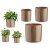 SET 3 POTS DE FLEURS CERAMIQUE CILINDRE TAUPE