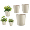 GREY 14-17-22CM CONICAL CERAMIC POTS SET 3 