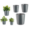 ANTHRACITE 14-17-22CM CONICAL CERAMIC POTS SET 3 