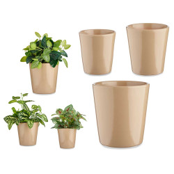 CONJ 3 VASOS CERÂMICA CONICOS 14-17-22CM BEGE 