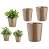 TAUPE 14-17-22CM CONICAL CERAMIC POTS SET 3 