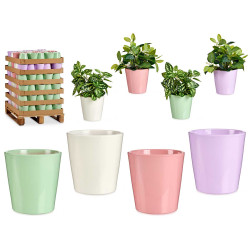 MACETA CERAMICA CONICA 17CM SURT 4 COL CLAROS