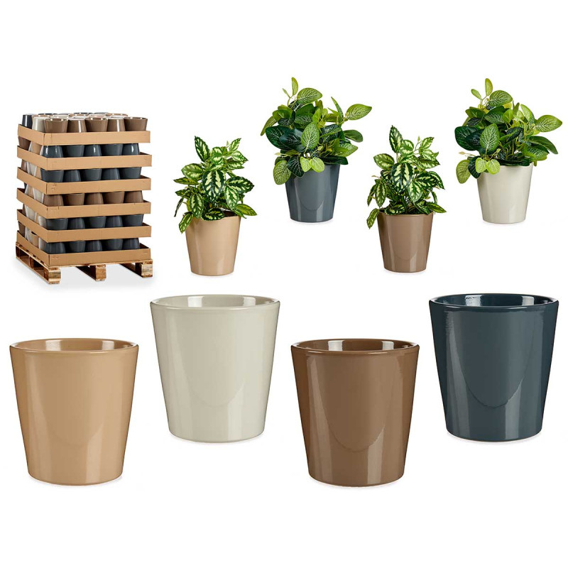 CERAMIC CONICAL POT 17CM ASSORT 4 COL NEUTROS