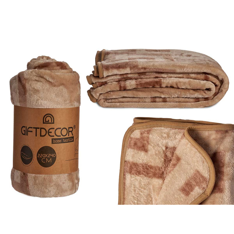 BEIGE RASCHEL BLANKET 220X240CM