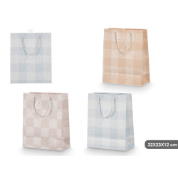 SACO PRESENTE QUADRADOS SORT 3 COR 32X26X12CM