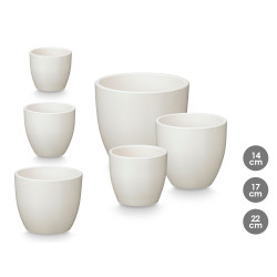 SET 3 ROUNDED POTS 14 17 22CM MATT WHITE 
